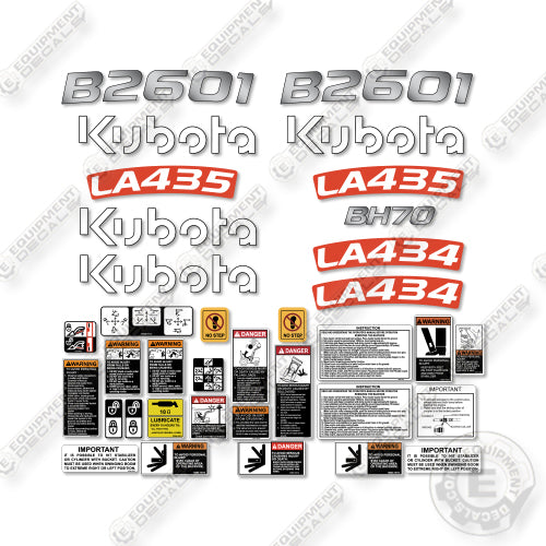 Kubota B2601 Decal Kit Compact Utility Tractor - Aftermarket Kit