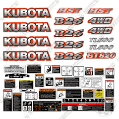 Fits Kubota B26 Decal Kit Tractor