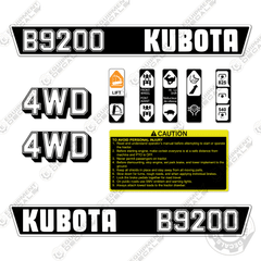 Fits Kubota B9200 Decal Kit Tractor