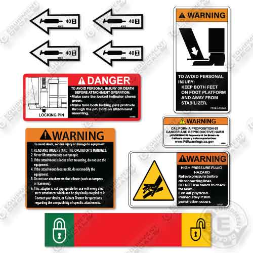 Fits Kubota Bucket PN-7174 Decal Kit