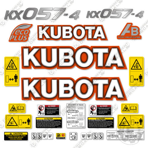 Fits Kubota KX057-4 Mini Excavator Decal Kit
