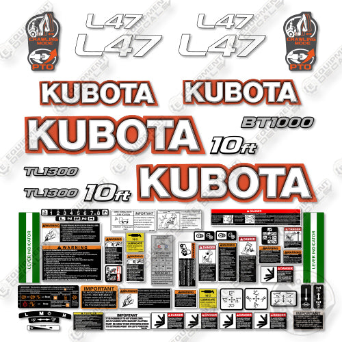 Fits Kubota L47 Decal Kit Backhoe