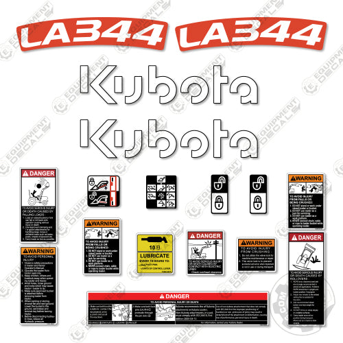 Kubota LA344 Decal Kit Tractor - New Style - Aftermarket Kit