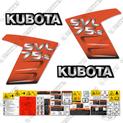 Fits Kubota SVL 75-2 Skid Steer Decal Kit - With Black LOGOS!