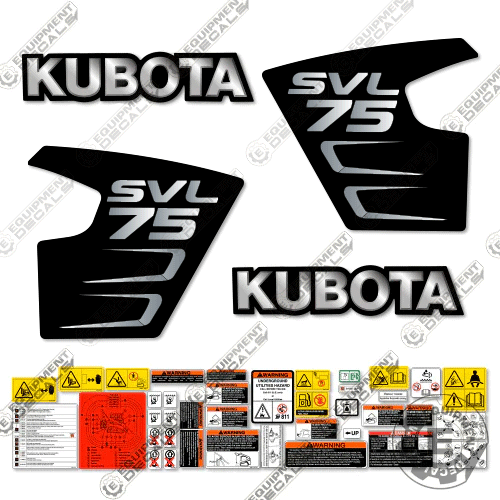 Fits Kubota SVL 75 Skid Steer Decal Kit - CUSTOM BLACK