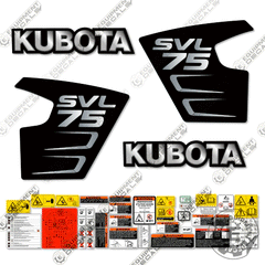 Fits Kubota SVL 75 Skid Steer Decal Kit - CUSTOM BLACK