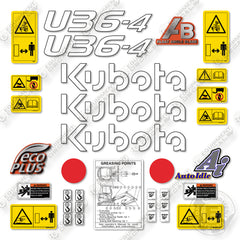 Kubota U36-4 Decal Kit Excavator - Aftermarket Kit