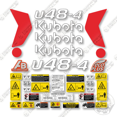 Kubota U48-4 Decal Kit Excavator -  Aftermarket Kit