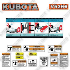 Fits Kubota V5266 Decal Kit Sweeper