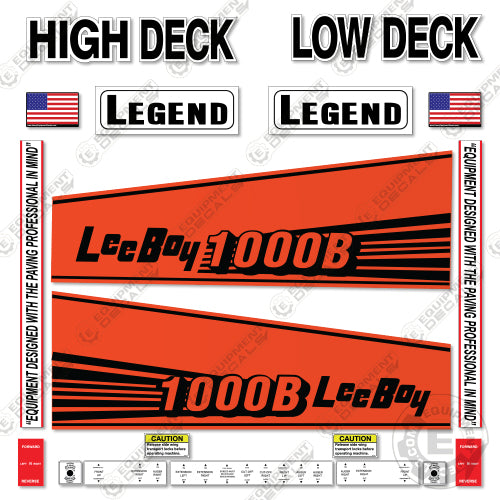LeeBoy 1000B Decal Kit Paver - Aftermarket Kit
