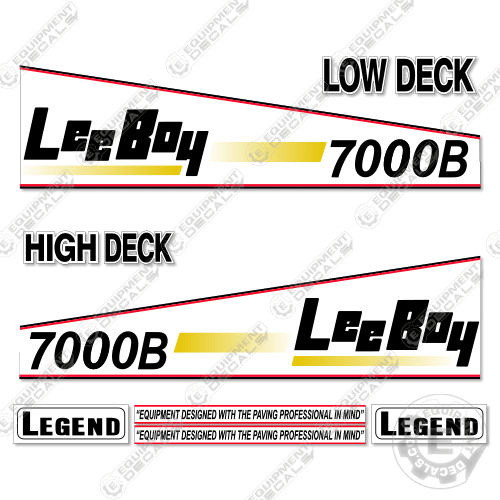 Fits LeeBoy 7000B Asphalt Paver Decal Kit