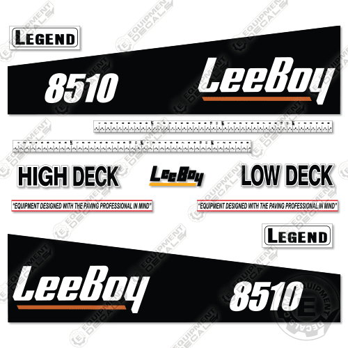 Fits LeeBoy 8510 Decal Kit Asphalt Paver (Black Version)