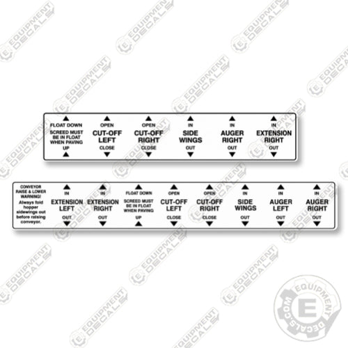Leeboy 8510 Hydraulic Spool Controls Decal Kit Paver - Aftermarket Kit