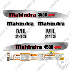 Fits Mahindra 4500 Decal Kit Tractor (Metallic Silver/Black) - PACKAGE