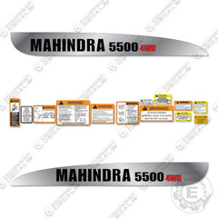 Fits Mahindra 5500 Decal Kit Tractor - 4WD (Metallic Silver/Black)