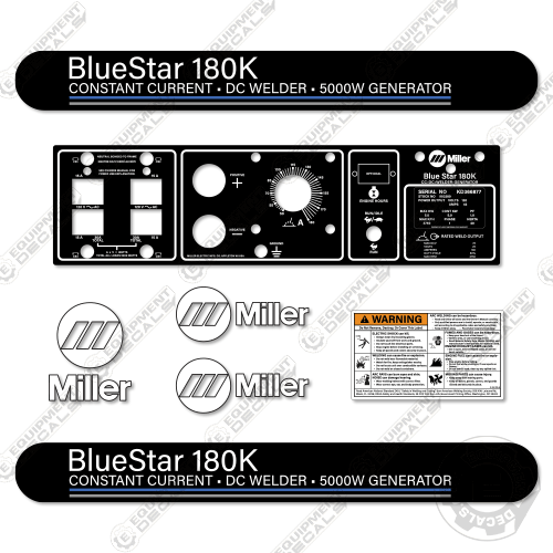 Fits Millermatic 180K Welder Decal Kit