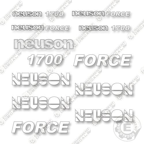 Neuson 1700 Force Decal Kit Excavator- Custom White -Aftermarket Kit