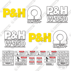 Fits P&H W-350 Decal Kit Rough Terrain Crane