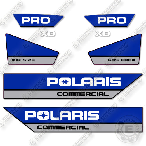 Fits Polaris Ranger Pro XD Mid-Size Gasoline Blue White Decal Kit Utility Vehicle