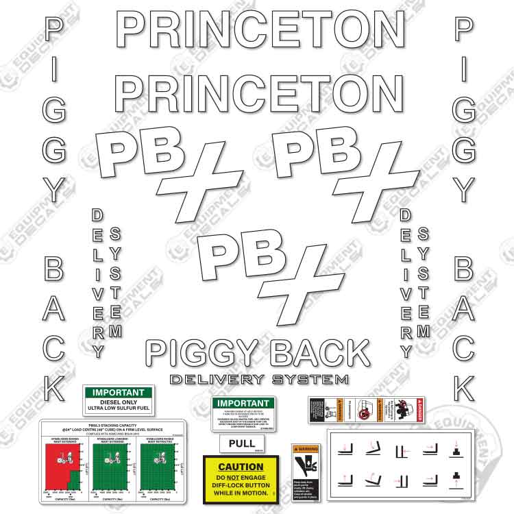 Fits Princeton PB55 3X Decal Kit Piggy Back Forklift