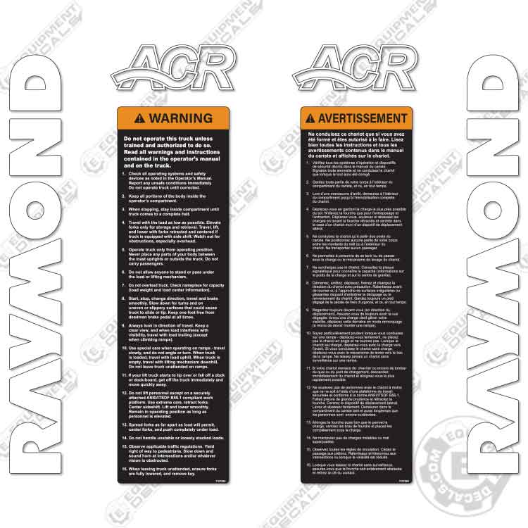 Fits Raymond ETR35TT Decal Kit Forklift