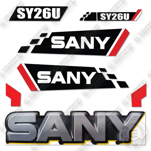 Sany SY26U Decal Kit Mini Excavator - Aftermarket Kit