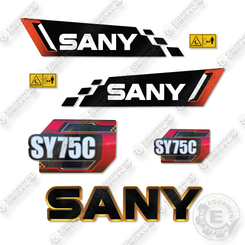 Sany SY75C New Style Decal Kit Excavator - Aftermarket Kit