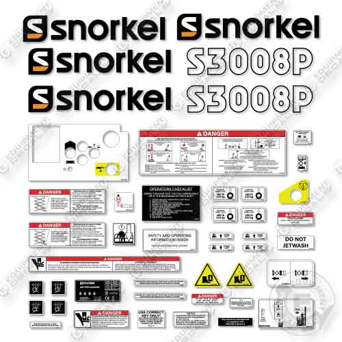 Fits Snorkel S3008P Decal Kit Scissor Lift
