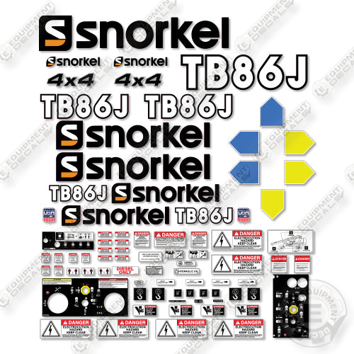 Snorkel TB86J Full Decal Kit Boom Lift - Aftermarket Kit