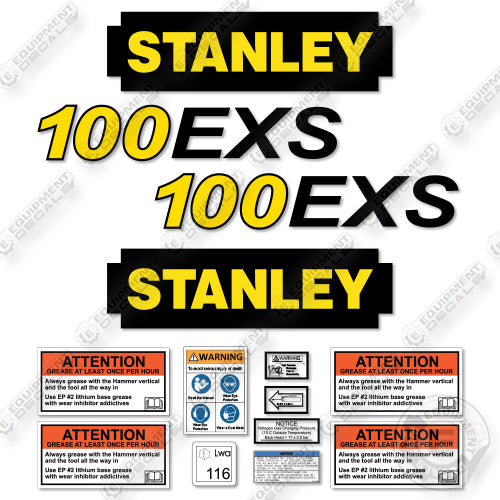 Fits Stanley 100EXS Decal Kit Hydraulic Hammer