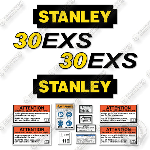 Fits Stanley 30EXS Decal Kit Hydraulic Hammer