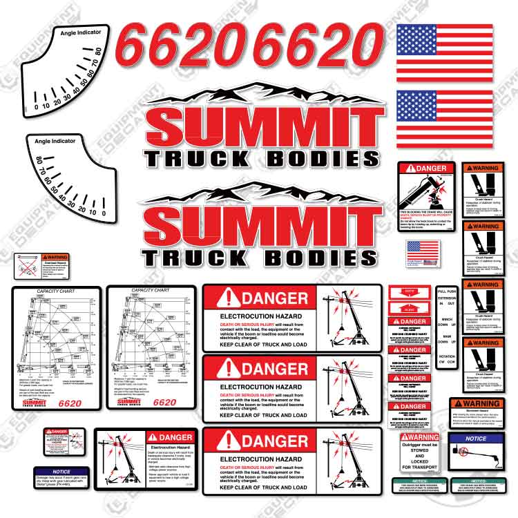 Fits Summit 6620 Decal Kit Crane Truck