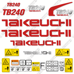 Fits Takeuchi TB 240 Mini Excavator Decals (Indoor Cab)