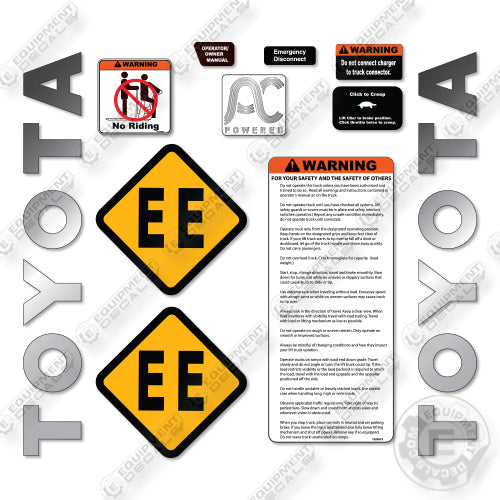 Toyota 8TB50 Decal Kit Tow Tractor -Aftermarket Kit