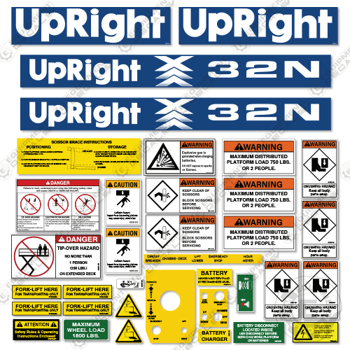Fits Upright X32N Decal Kit Scissor Lift
