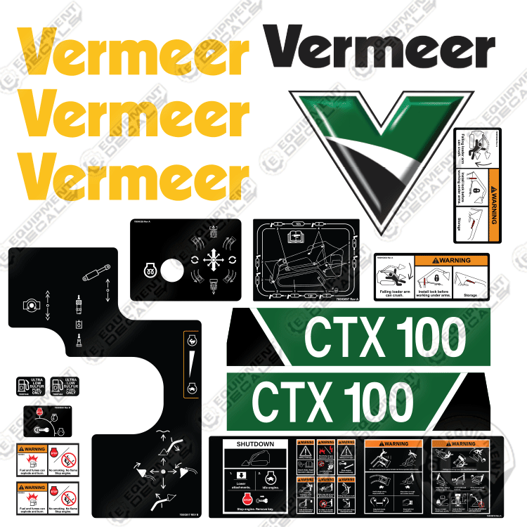 Fits Vermeer CTX100 Decal Kit Mini Skid Steer - New Style