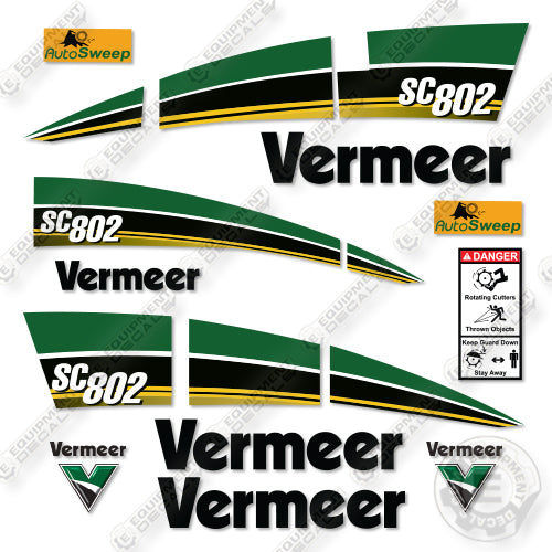 Vermeer SC802 Decal Kit Stump Cutter - New Style- Aftermarket Kit