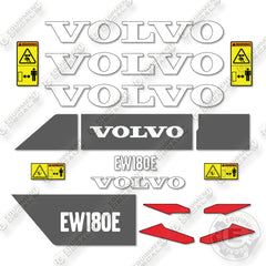 Volvo EW180E Decal Kit Excavator - Aftermarket Kit