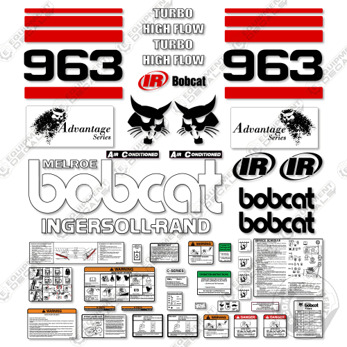 Fits Bobcat 963 Skid Steer Decal Kit (RED)