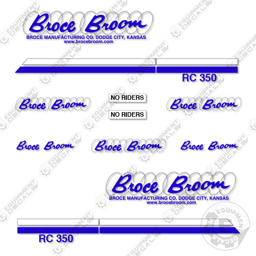 Fits Broce RC350 Decal Kit Front Broom Sweeper