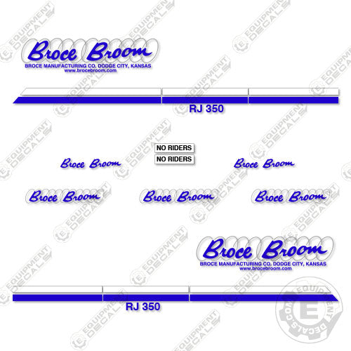 Fits Broce RJ350 Decal Kit Front Broom Sweeper