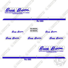 Fits Broce RJ350 Decal Kit Front Broom Sweeper