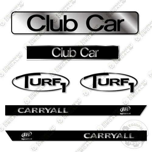 Fits Club Car Carryall Turf1 Decal Kit Golf Cart (Custom Silver/Black)