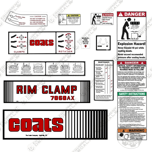 Fits Coats 7060AX Decal Kit Rim Clamp