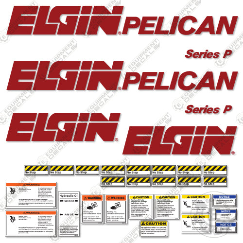 Fits Elgin Pelican Series P Decal Kit Vacuum Sweeper (90's Version)