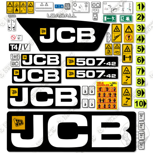 Fits JCB 507-42 Decal Kit (Tier 4) Telehandler