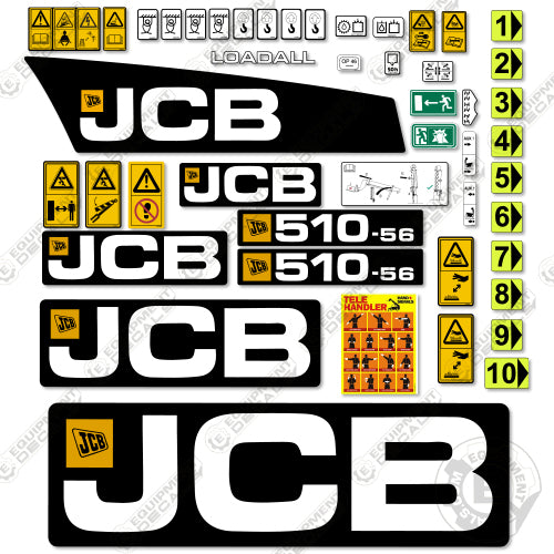 Fits JCB 510-56 Decal Kit (2012) Telehandler