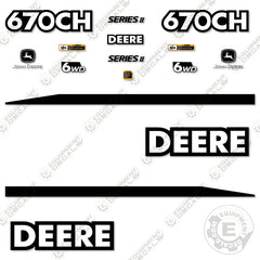 Fits John Deere 670CH Series II Decal Kit Motor Grader - Scraper