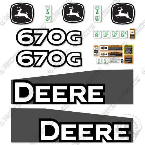 Fits John Deere 670G Decal Kit Motor Grader (2014-2019) - Scraper