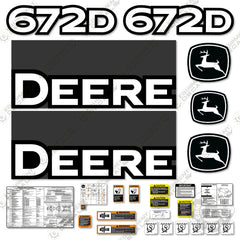 Fits John Deere 672D Decal Kit Motor Grader (2004-2009) - Scraper